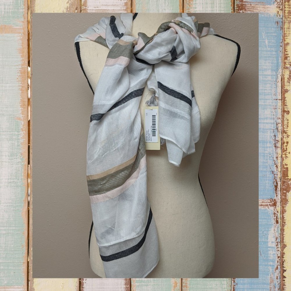 COLLECTION XIIX NEUTRAL POPPING STRIPES Wrap Scarf